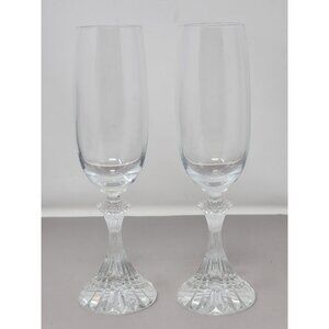 Elegant Clear Crystal Champagne Flutes‎ With Flared Base - Durable & Stylish
